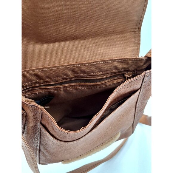 Brown Faux Leather Crossbody Bag With Embroidered Running Horses Design - Picture 5 of 10